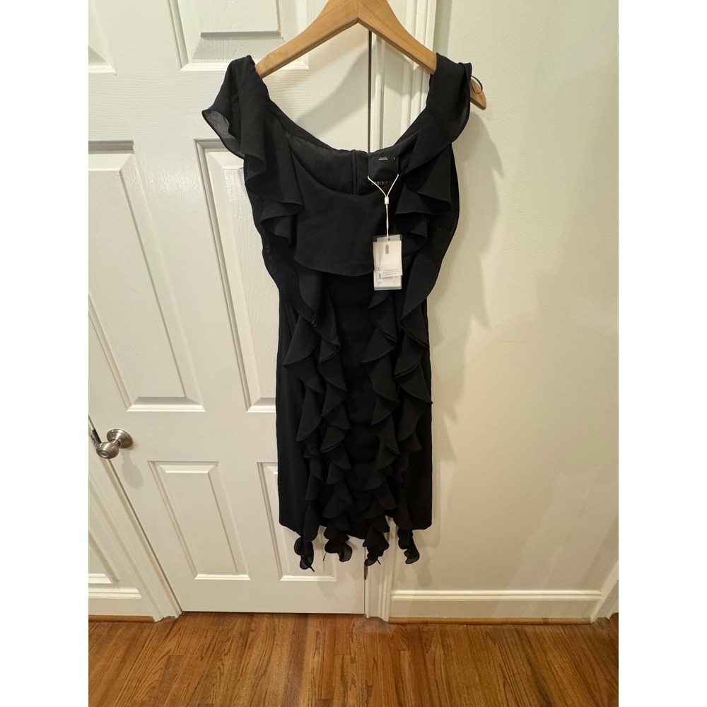 C/MEO COLLECTIVE Women Black Ruffle Off Shoulder Cocktail Dress Size L NWT - Picture 7 of 16